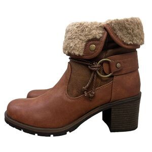 GC Shoes Doja Cognac Faux Fur Booties Shoes Size 8.5 M Women’s Good Choice NEW